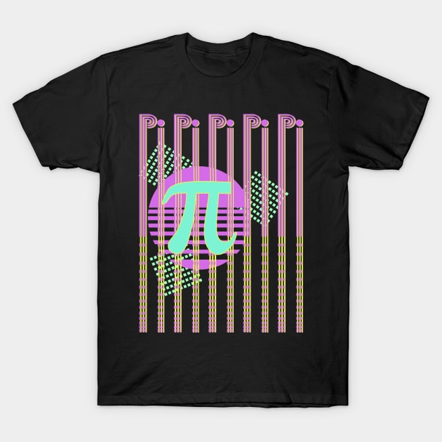 Neon Pi Day Retro 80s T-Shirt by MalarkeyPie